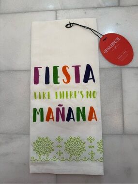 Opalhouse White Tea Towel with Multicolor Fiesta Text